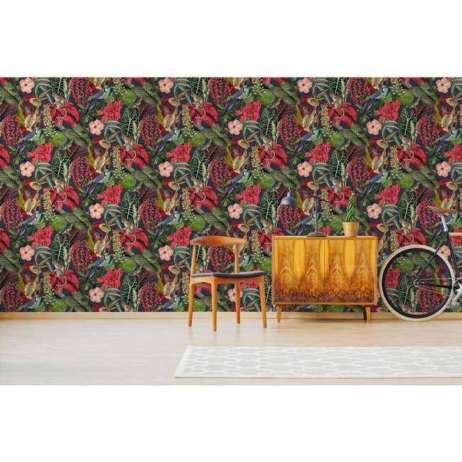 Dutch Wallcoverings Jungle Fever Amazon roze/groen - vliesbehang - 10mx53cm - JF2201