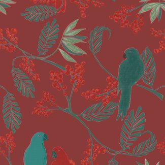 Dutch Wallcoverings Jungle Fever Marakai rood/groen - JF3402