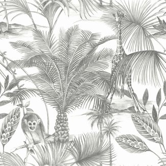 Dutch Wallcoverings Jungle Fever Kidatu grijs/wit - JF3501