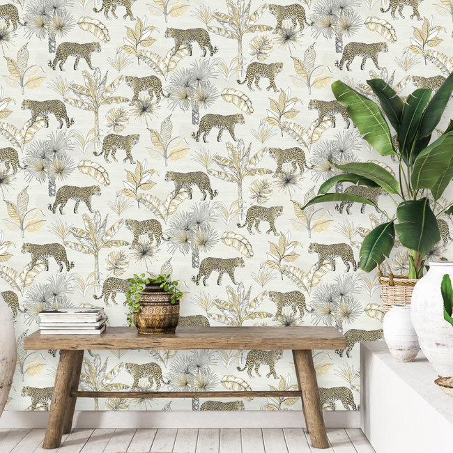 Dutch Wallcoverings Jungle Fever Leopard licht grijs/beige - vliesbehang - 10mx53cm - JF2101
