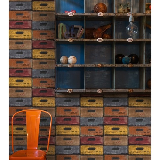 Dutch Wallcoverings Exposed Warehouse laden kleur - vliesbehang - 10m x 53cm - EW3303