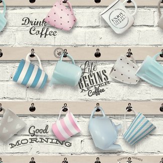 Dutch Wallcoverings Vliesbehang - Home koffiemokken - L327-01