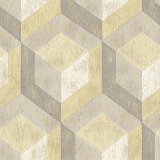 Dutch Wallcoverings Vliesbehang - Trilogy Rustic wood tile  yellow & grey   - 22309