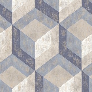 Dutch Wallcoverings Vliesbehang - Trilogy Rustic wood tile  blue & grey   - 22311