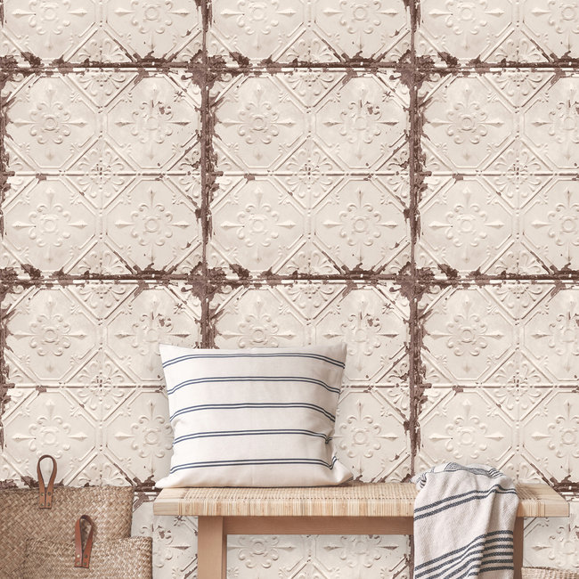 Dutch Wallcoverings Trilogy Tin ceiling  beige  - vliesbehang - 10mx53cm - 22332
