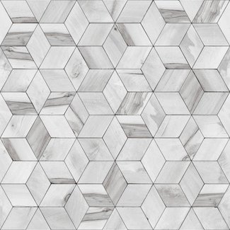 Dutch Wallcoverings Hexagone 3D kubus grijs - L592-09
