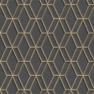 Dutch Wallcoverings Vliesbehang - Wallstitch hexagonal black - DE120066