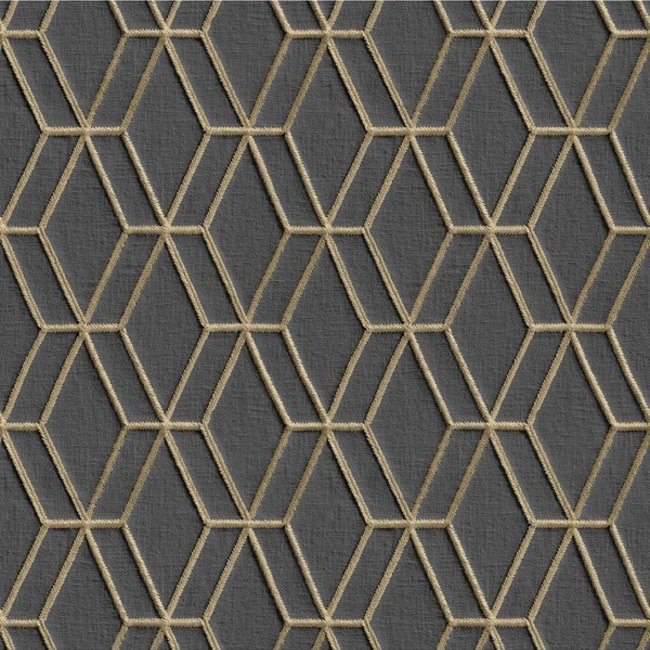 Dutch Wallcoverings Wallstitch hexagonal black - vliesbehang - 10m x 53cm - DE120066
