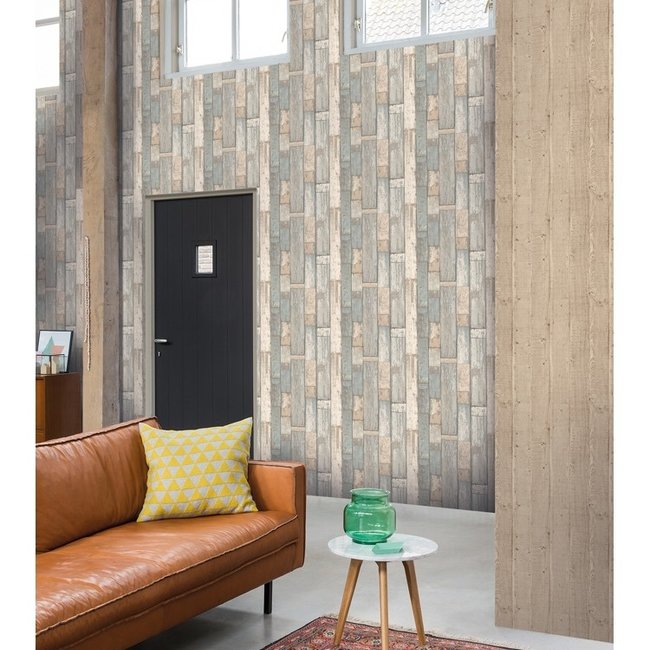 Dutch Wallcoverings Exposed Warehouse sloophout beige - vliesbehang - 10m x 53cm - EW3401