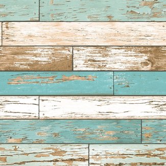 Dutch Wallcoverings Vliesbehang - Trilogy Scrap wood  teal  - 22318