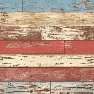 Dutch Wallcoverings Vliesbehang - Trilogy Scrap wood  red  - 22319