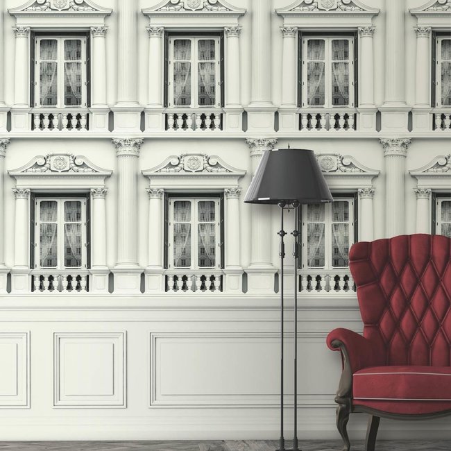 Dutch Wallcoverings Replik gebouw/raam grijs - vliesbehang - 10m x 53cm - J931-09