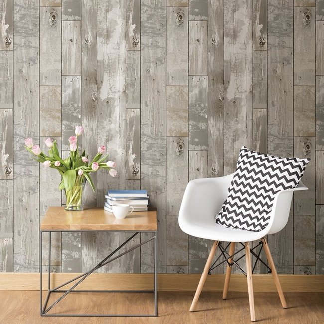 Dutch Wallcoverings Trilogy Beachwood  grey  - vliesbehang - 10mx53cm - 24054