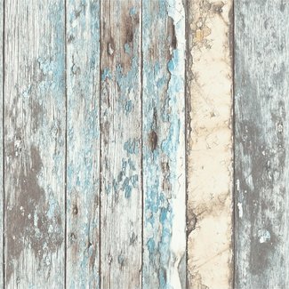 Dutch Wallcoverings Vliesbehang - Exposed sloophout bruin/blauw - PE10012