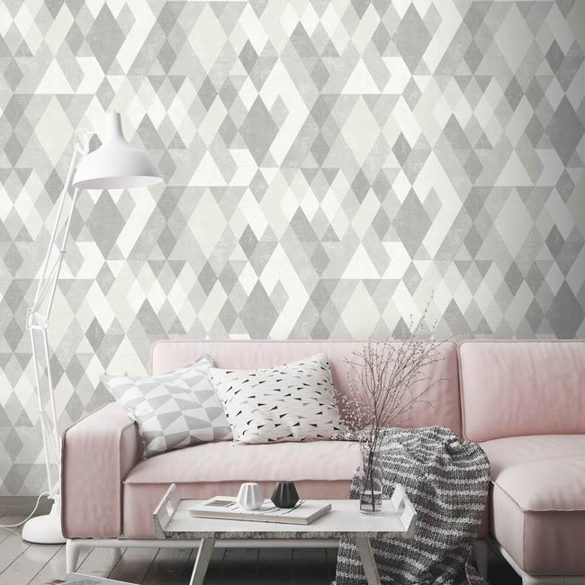 Dutch Wallcoverings Hexagone ruit grijs - vliesbehang - 10m x 53cm - L598-09