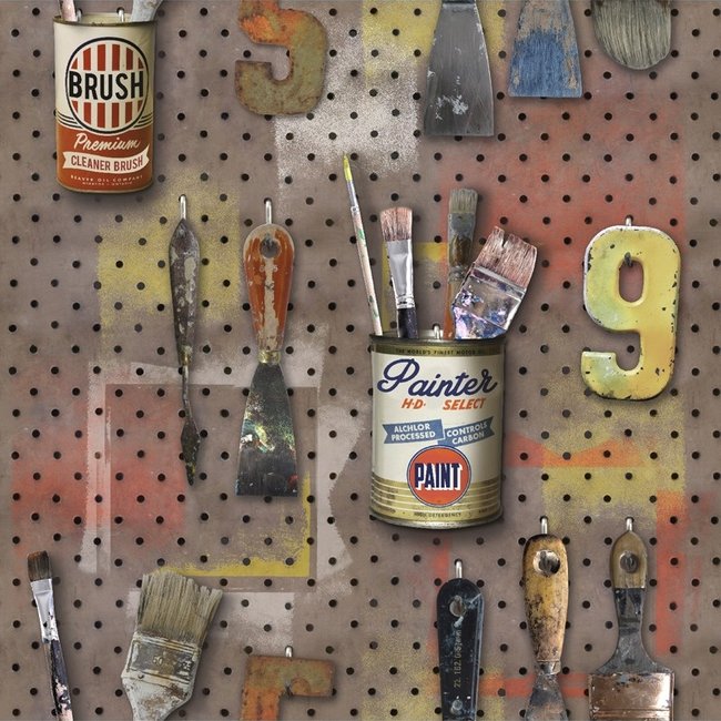 Dutch Wallcoverings Faux Semblant gereedschap bruin - vliesbehang - 10m x 53cm - L112-08