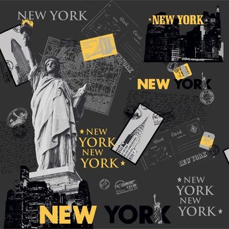 Dutch Wallcoverings Behang New York zwart/geel - E767-02