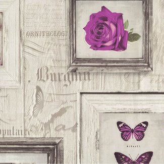 Dutch Wallcoverings Schuimvinylbehang - lijstjes/deco roze - J930-03