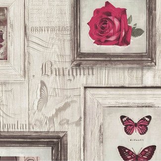 Dutch Wallcoverings Schuimvinylbehang - lijstjes/deco rood - J930-10