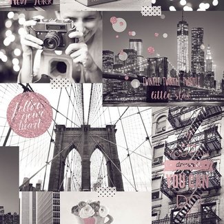 Dutch Wallcoverings Freestyle New York grijs/roze - L310-03