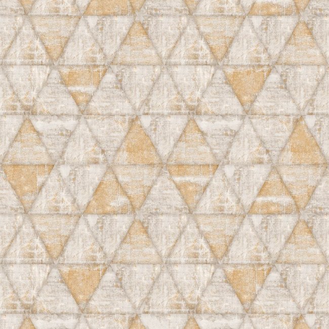 Dutch Wallcoverings Hexagone driehoek beige/geel - vliesbehang - 10m x 53cm - L617-08