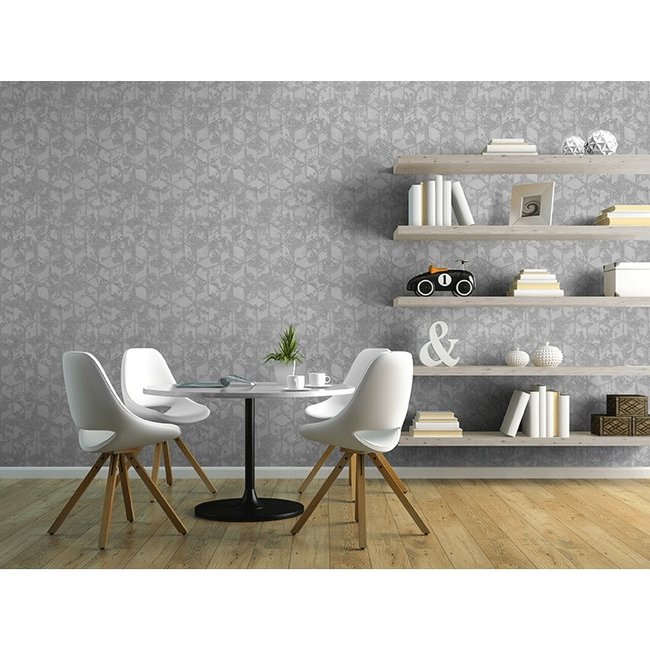 Dutch Wallcoverings Reflets dessin grijs - vliesbehang - 10m x 53cm - L754-19