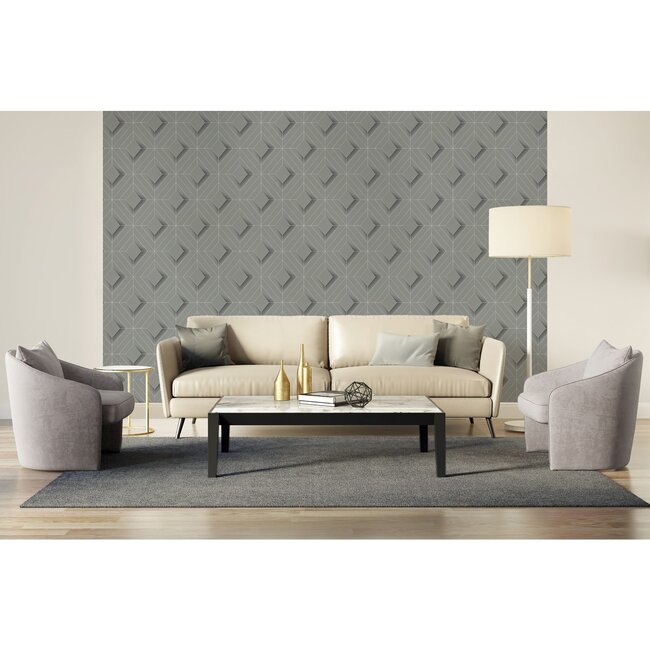 Dutch Wallcoverings Galactik ruit grijs - vliesbehang - 10m x 53cm - L614-09