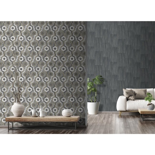 Dutch Wallcoverings Galactik dessin bruin/zilver - vliesbehang - 10m x 53cm - L927-09