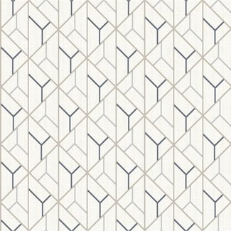 Dutch Wallcoverings Vliesbehang - Galactik dessin beige/donkerblauw - L940-07
