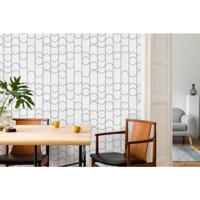 Dutch Wallcoverings Galactik dessin wit/grijs - vliesbehang - 10m x 53cm - M240-00