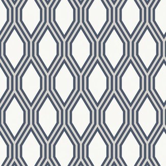 Dutch Wallcoverings Insignia Diamond Geo wit/blauw - 24504