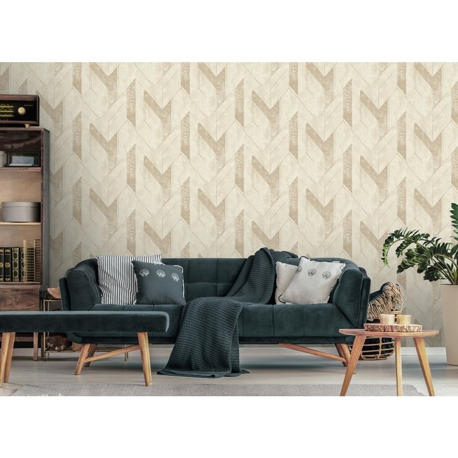 Dutch Wallcoverings Jungle Fever Scilla beige/goud - vliesbehang - 10mx53cm - JF3201