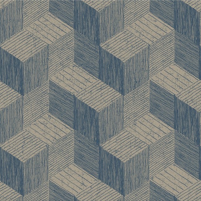 Dutch Wallcoverings Jungle Fever Freno blauw/goud - vliesbehang - Goudx53cm - JF3303