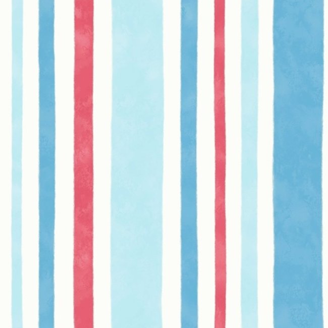 Dutch Wallcoverings Carousel streep blauw/rood/wit - papierbehang - 10m x 53cm - 21141