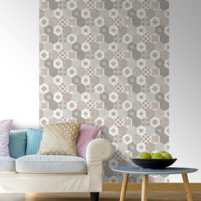 Dutch Wallcoverings Home tegels beige/grijs - vliesbehang - 10m x 53cm - L405-05