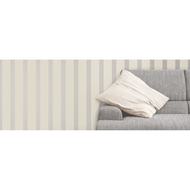 Dutch Wallcoverings Behang streep lichtgrijs/glitter - papierbehang - 10m x 53cm - 40197