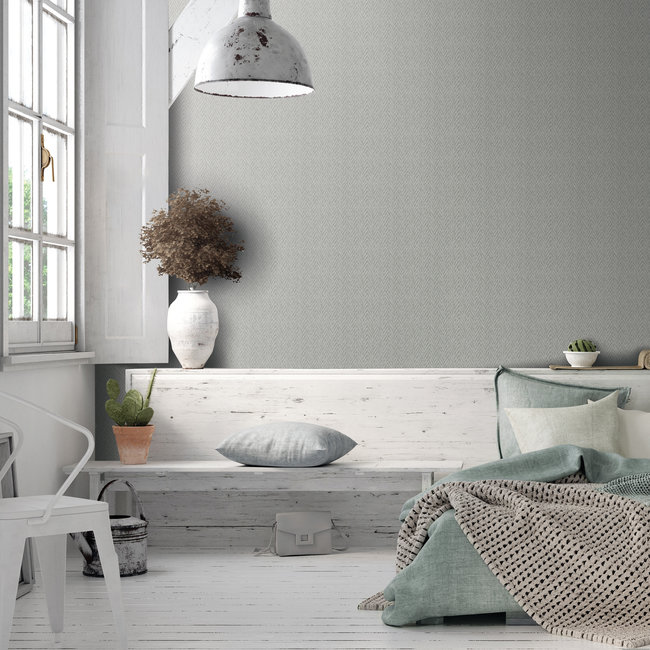 Dutch Wallcoverings Loft/Schilder & Co visgraat grijs - vliesbehang - 10m x 53cm - 59304