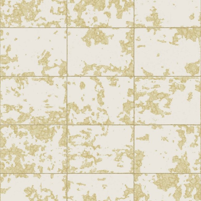 Dutch Wallcoverings Hexagone tegel grijs/goud - vliesbehang - 10m x 53cm - L626-00