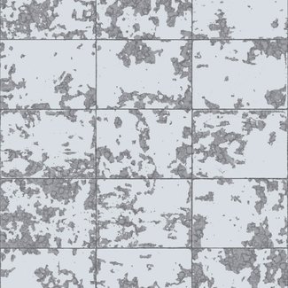 Dutch Wallcoverings Vliesbehang - Hexagone tegel grijs/zilver - L626-09