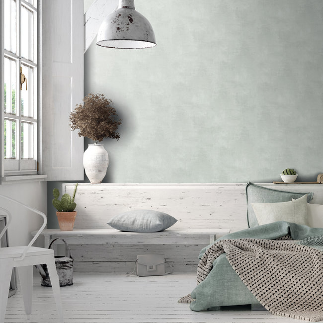 Dutch Wallcoverings Kalk/Solitär uni blauw/grijs - vliesbehang - 10m x 53cm - 61018