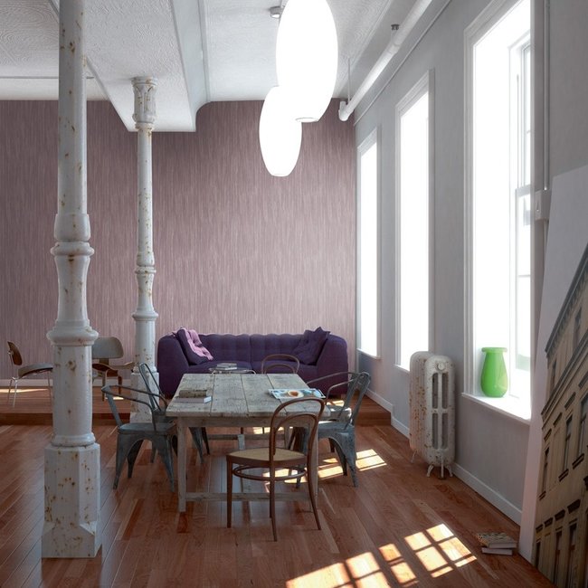 Dutch Wallcoverings Textured Plains uni/streep oudroze - vliesbehang - 10m x 53cm - TP1105