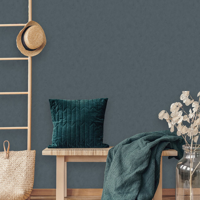 Dutch Wallcoverings Kalk II uni blauw - vliesbehang - 10m x 53cm - 61036