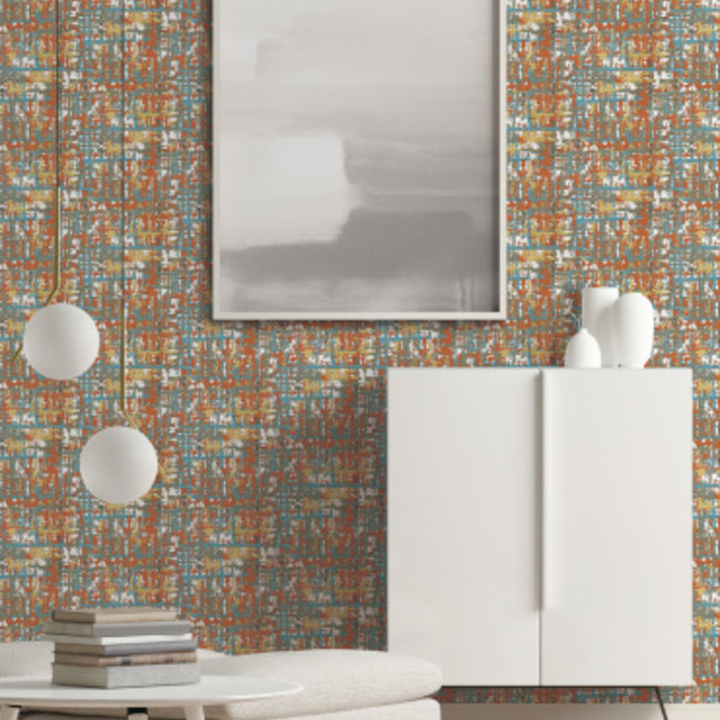 Dutch Wallcoverings Embellish fabric abstract multicolor - vliesbehang - 10m x 53cm - DE120098