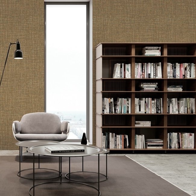 Dutch Wallcoverings Embellish thread effect brown - vliesbehang - 10m x 53cm - DE120115
