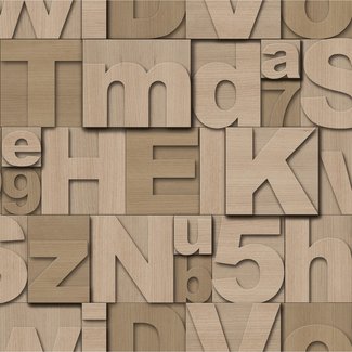 Dutch Wallcoverings Schuimvinylbehang - Be Yourself Too letters beige - J436-07