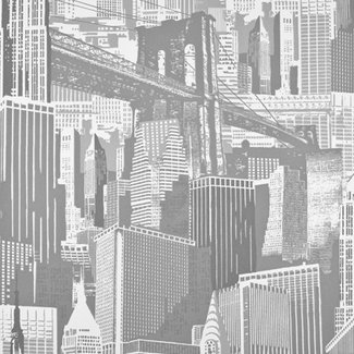 Dutch Wallcoverings Vliesbehang - Manhattan zwart - 7286-7