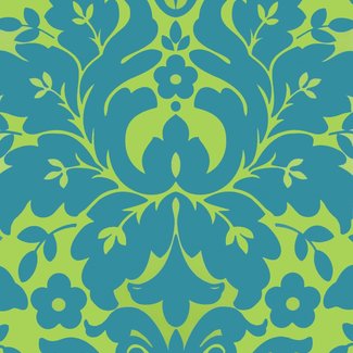 Dutch Wallcoverings Schuimvinyl barok groot groen/blauw - 6807-5