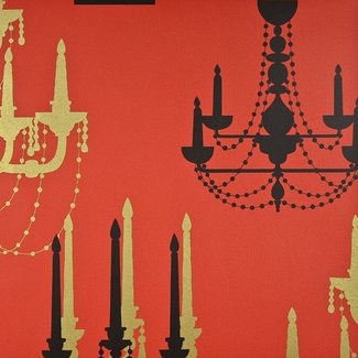 Dutch Wallcoverings Papierbehang - Be Yourself kandelaar rood/zwart - 16029