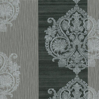 Dutch Wallcoverings San Priamo ornament/streep antraciet - 3502-30