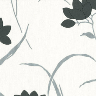Dutch Wallcoverings Vliesbehang - bloem wit/zwart - 6455-10